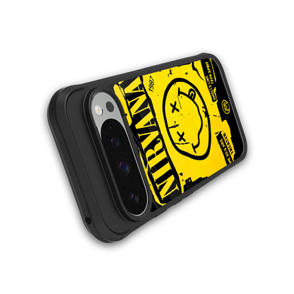nirvana yellow back phone cover | glass case for google pixel 9 pro xl