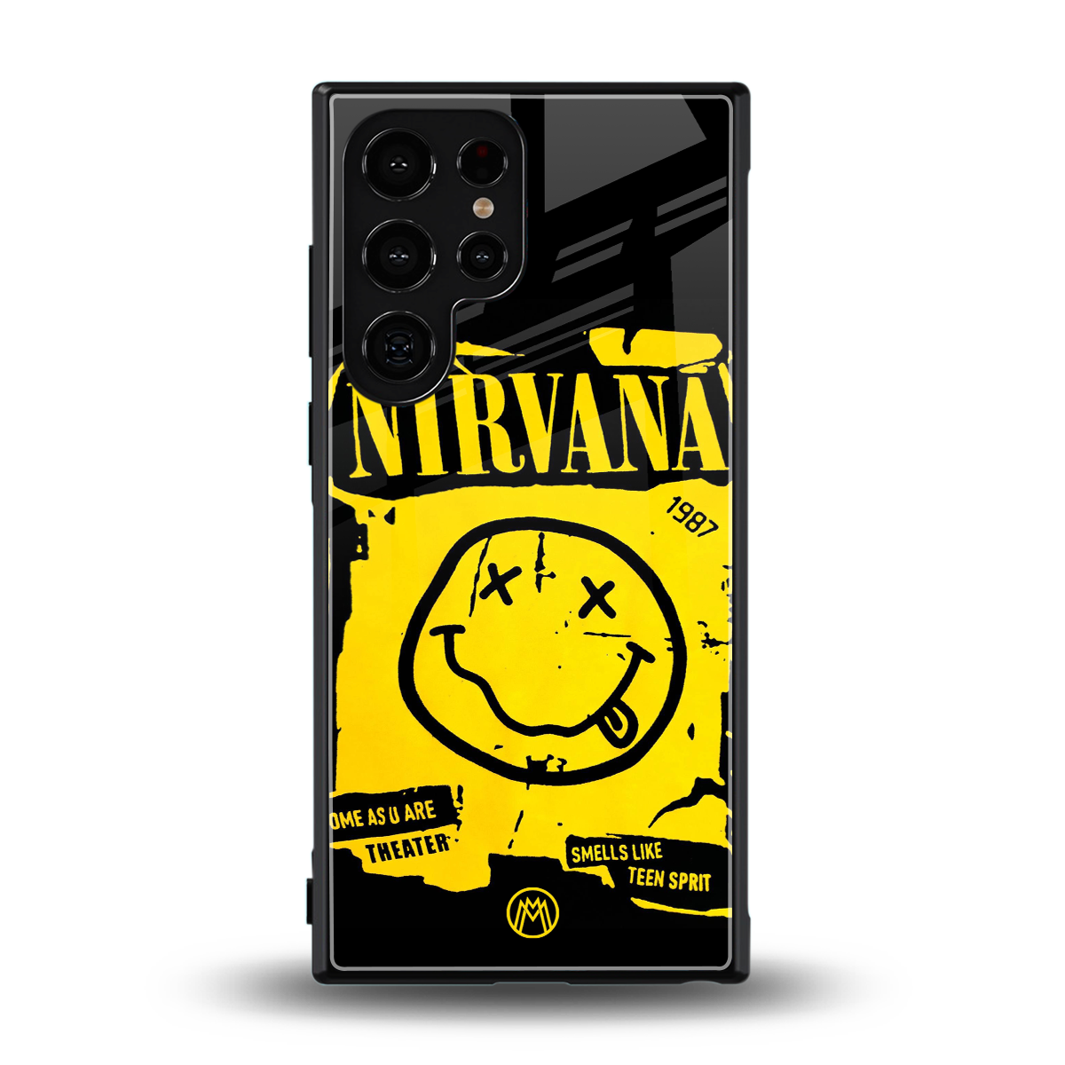 nirvana yellow back phone cover | glass case for samsung galaxy s23 ultra