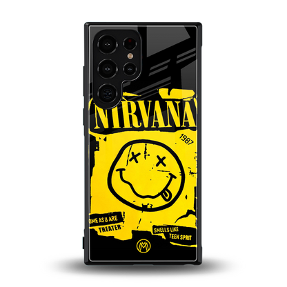nirvana yellow back phone cover | glass case for samsung galaxy s23 ultra