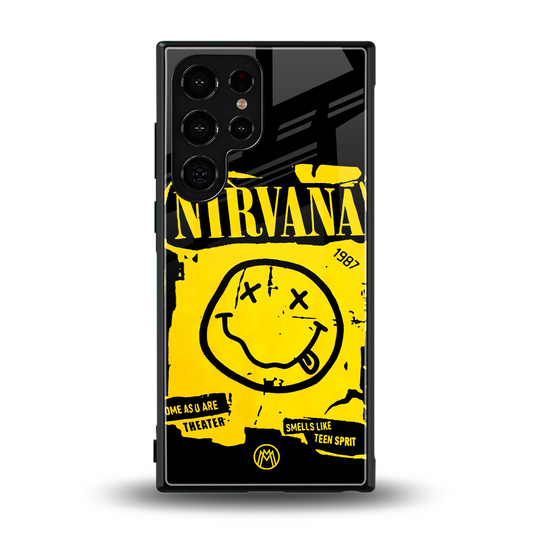 nirvana yellow back phone cover | glass case for samsung galaxy s23 ultra