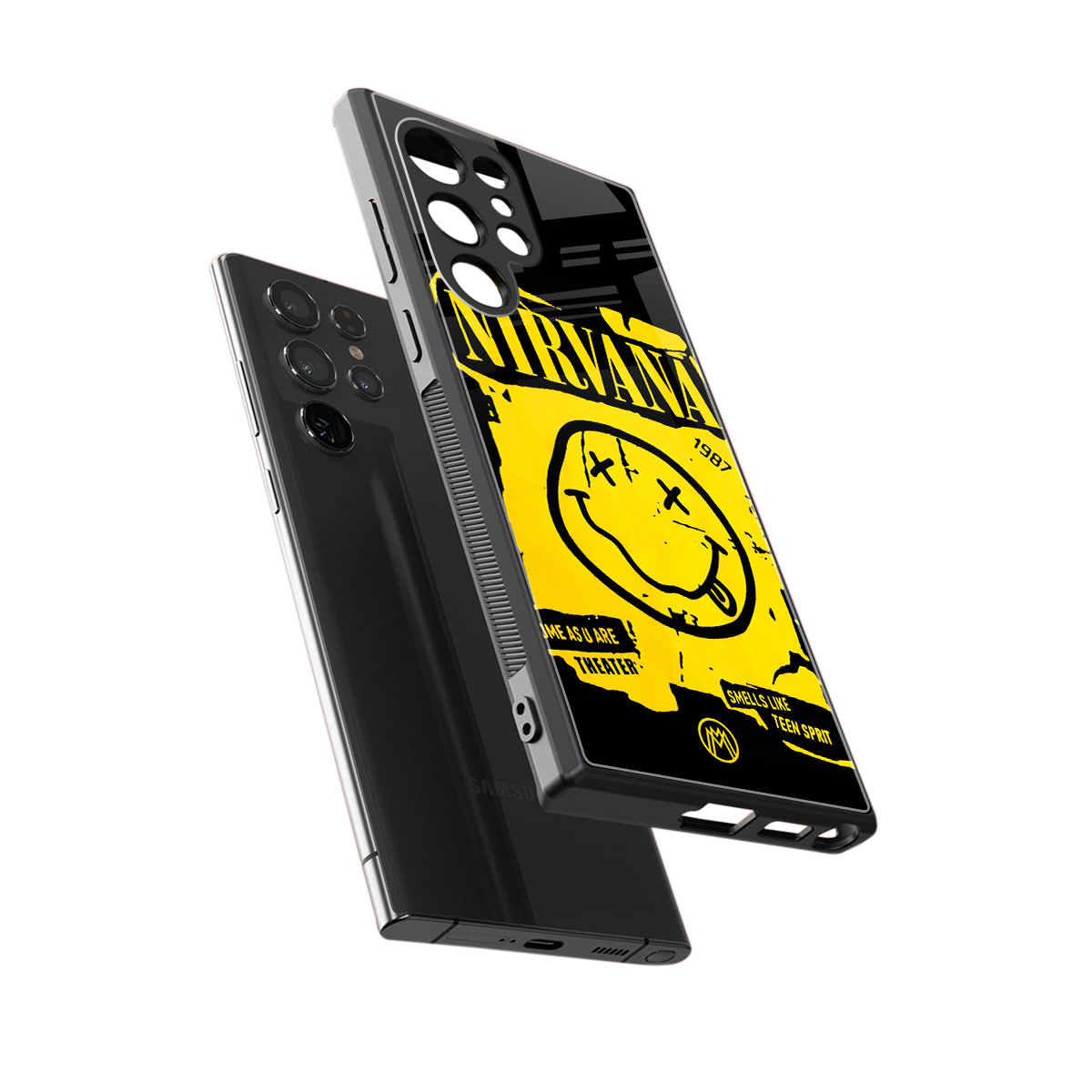 nirvana yellow back phone cover | glass case for samsung galaxy s23 ultra