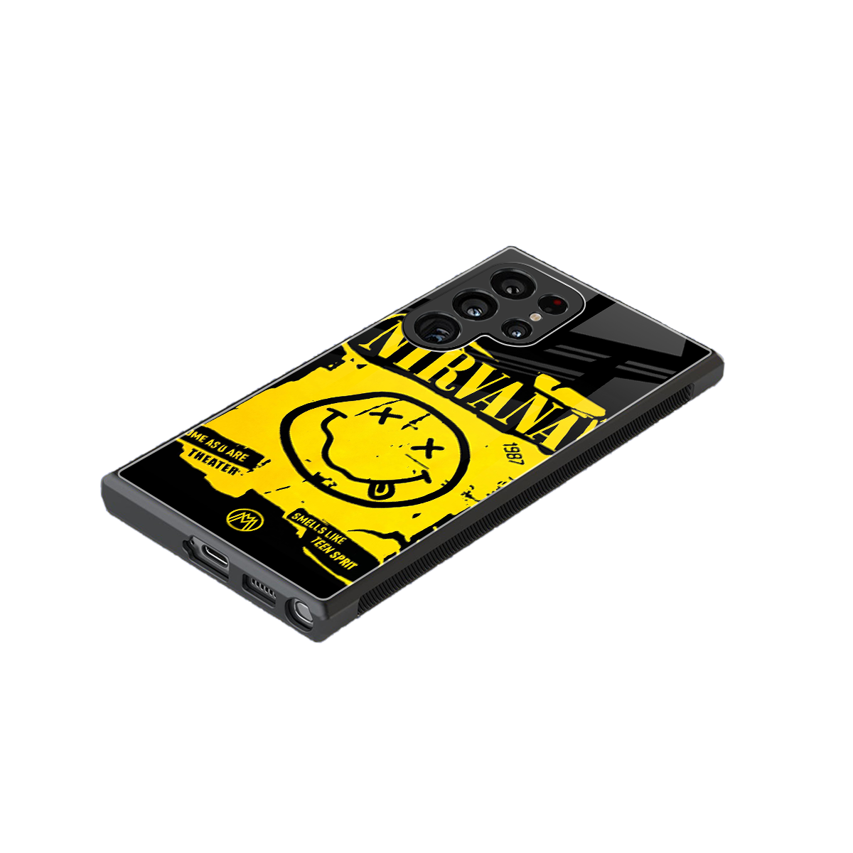 nirvana yellow back phone cover | glass case for samsung galaxy s23 ultra
