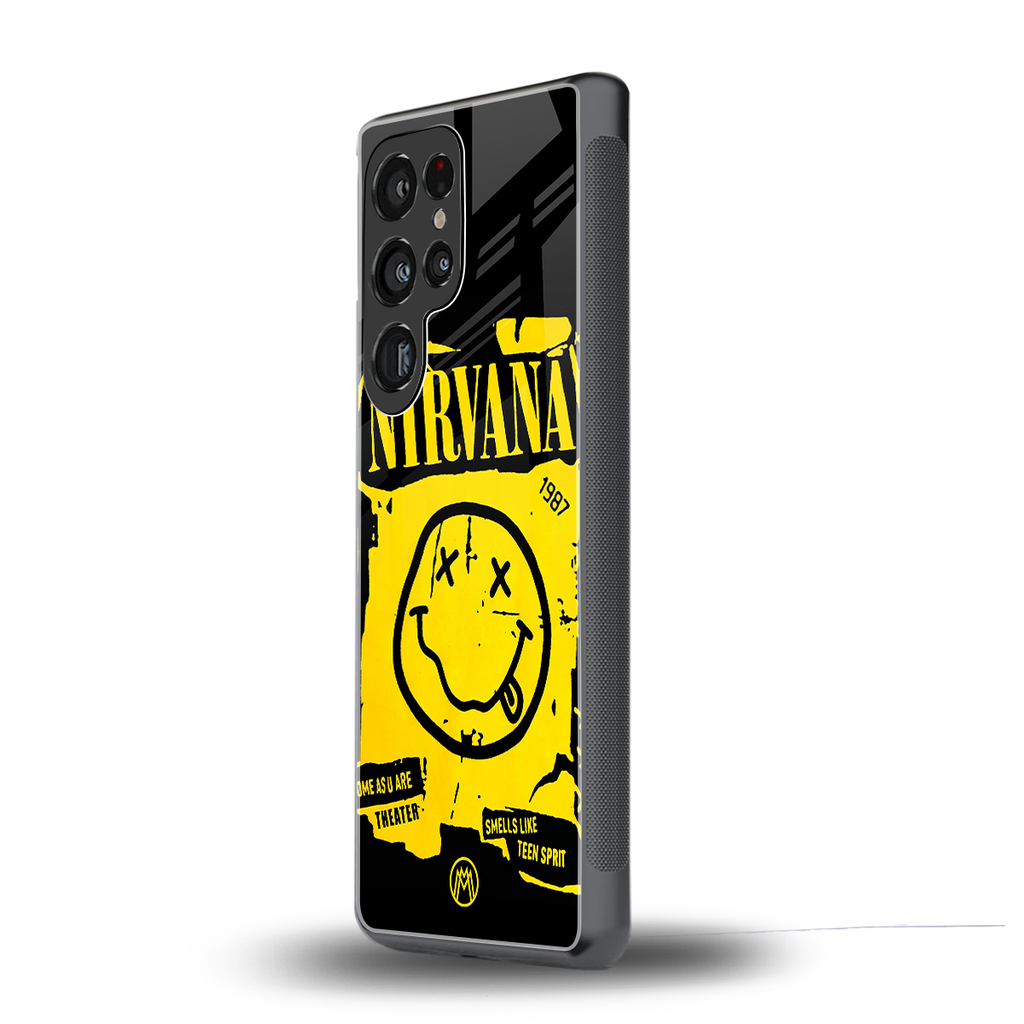 nirvana yellow back phone cover | glass case for samsung galaxy s25 ultra