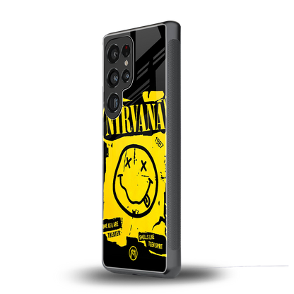 nirvana yellow back phone cover | glass case for samsung galaxy s25 ultra