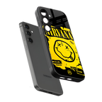 nirvana yellow back phone cover | glass case for samsung galaxy s24 plus