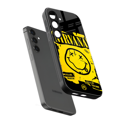 nirvana yellow back phone cover | glass case for samsung galaxy s24 fe