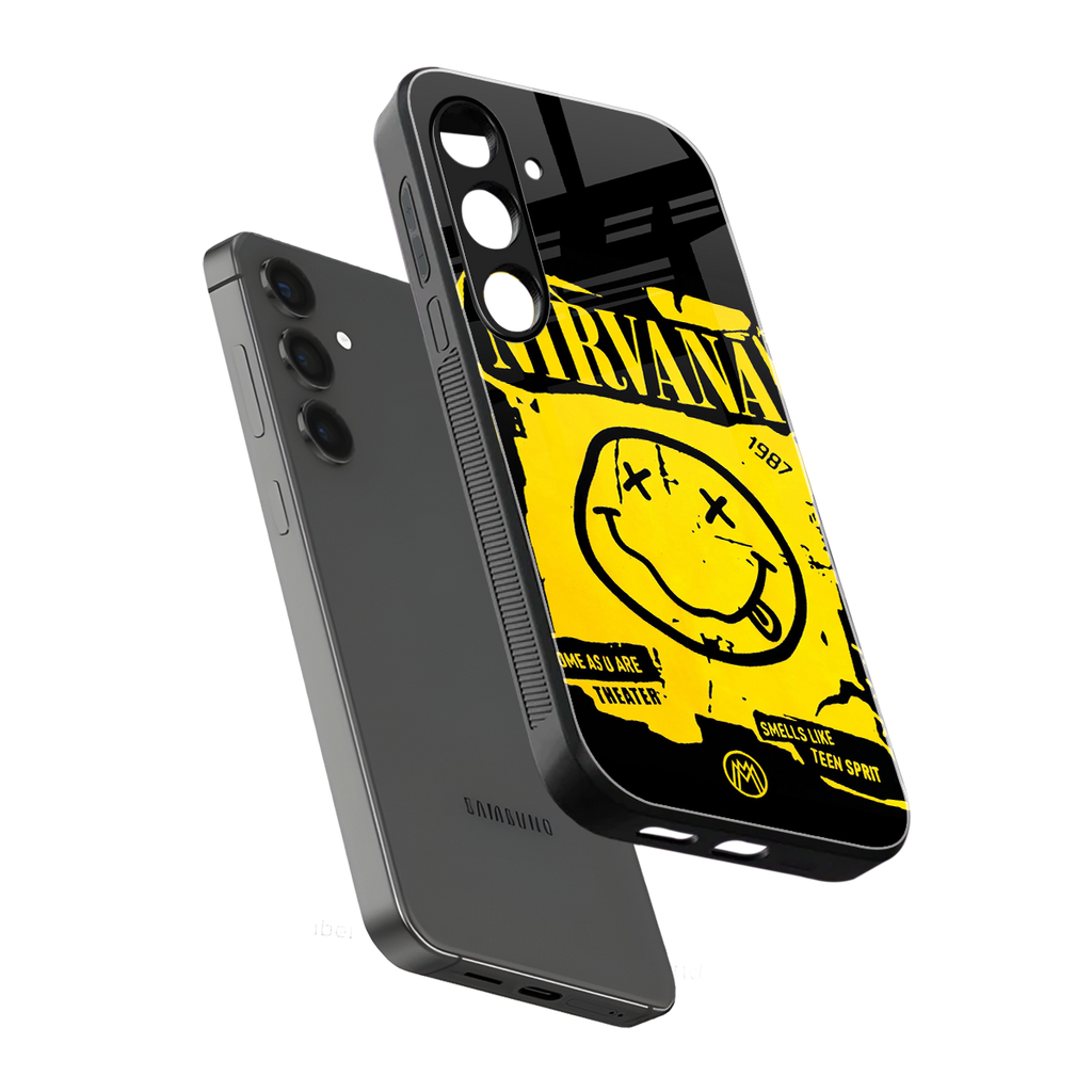 nirvana yellow back phone cover | glass case for samsung galaxy s25