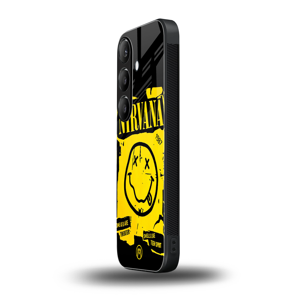 nirvana yellow back phone cover | glass case for samsung galaxy s24