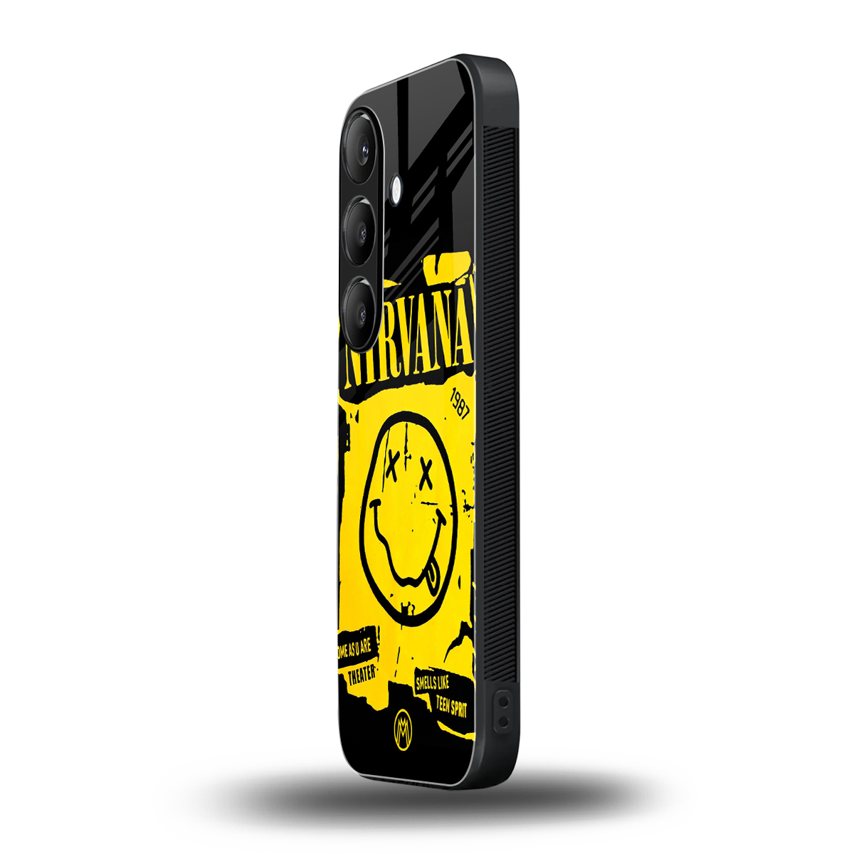 nirvana yellow back phone cover | glass case for samsung galaxy s24 fe
