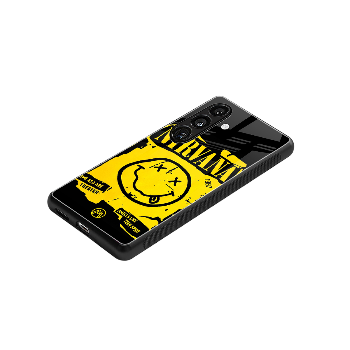 nirvana yellow back phone cover | glass case for samsung galaxy s24 fe