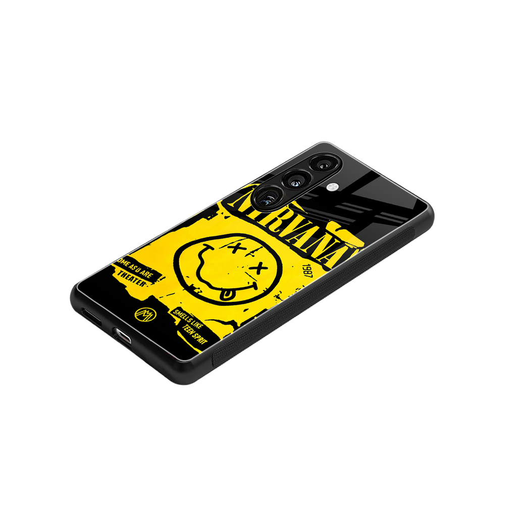 nirvana yellow back phone cover | glass case for samsung galaxy s25