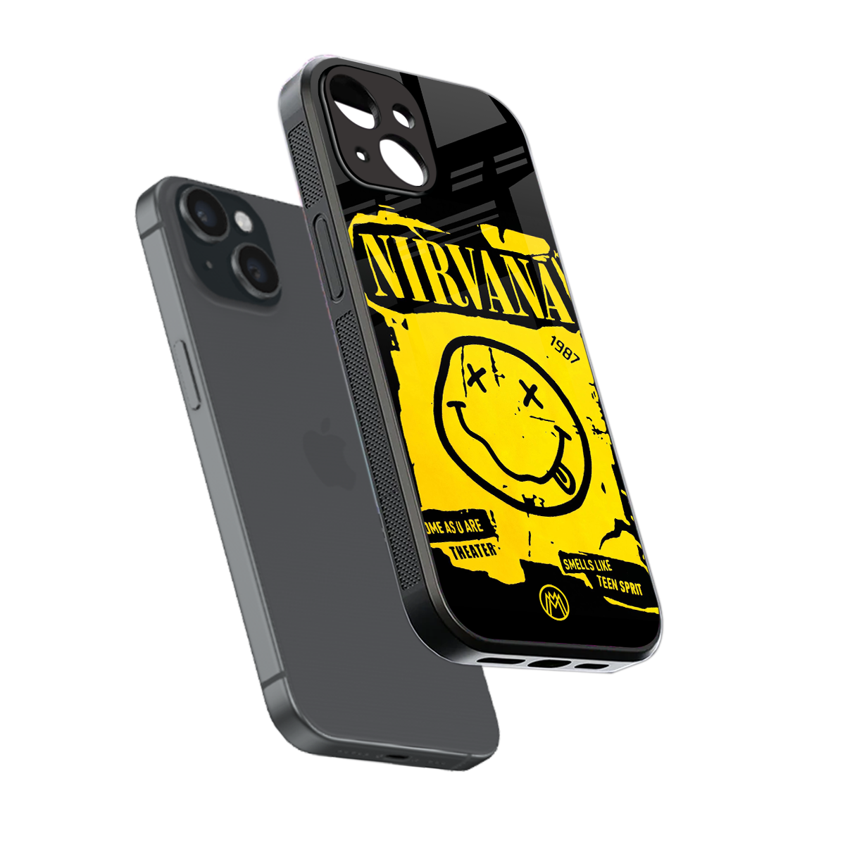 nirvana yellow back phone cover | glass case for iphone 15