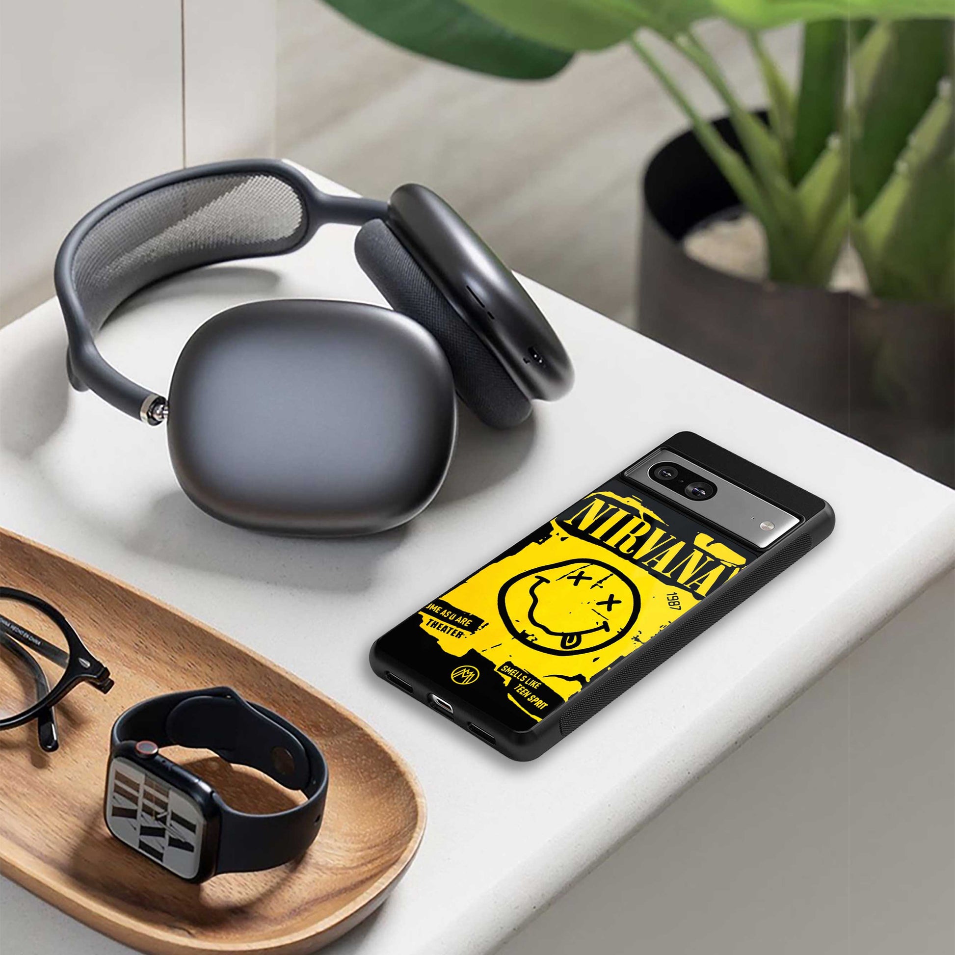 nirvana yellow back phone cover | glass case for iphone 13 pro max