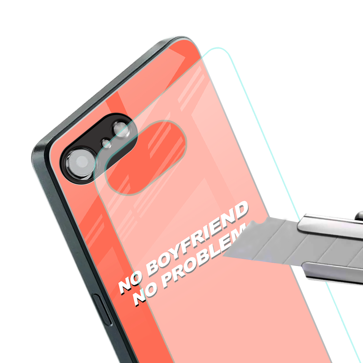 no boyfriend no problem back phone cover | glass case for iphone 16e