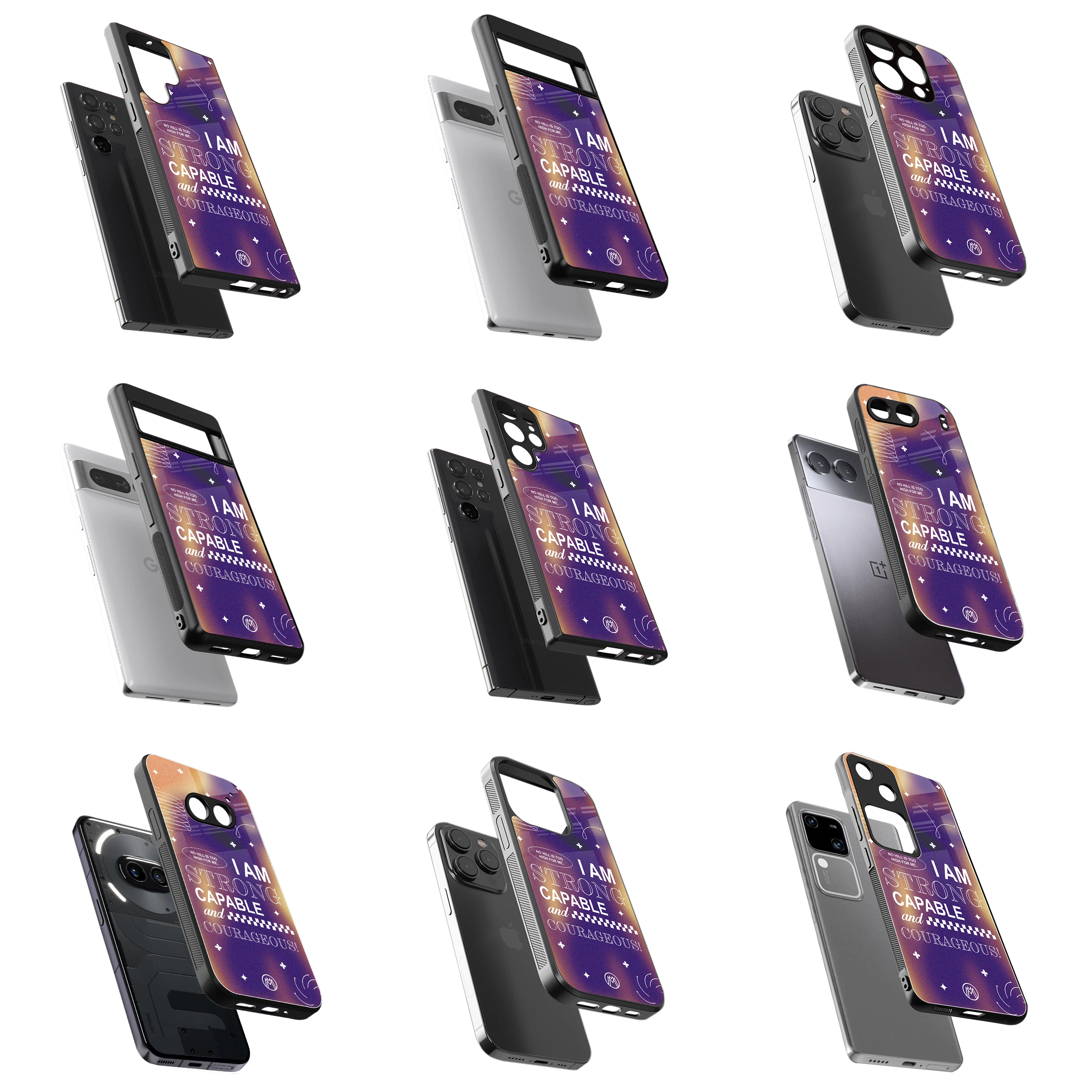 Durable Glass Back Mobile Case for iPhone, Samsung, OnePlus, Google Pixel, Redmi, Vivo, Oppo