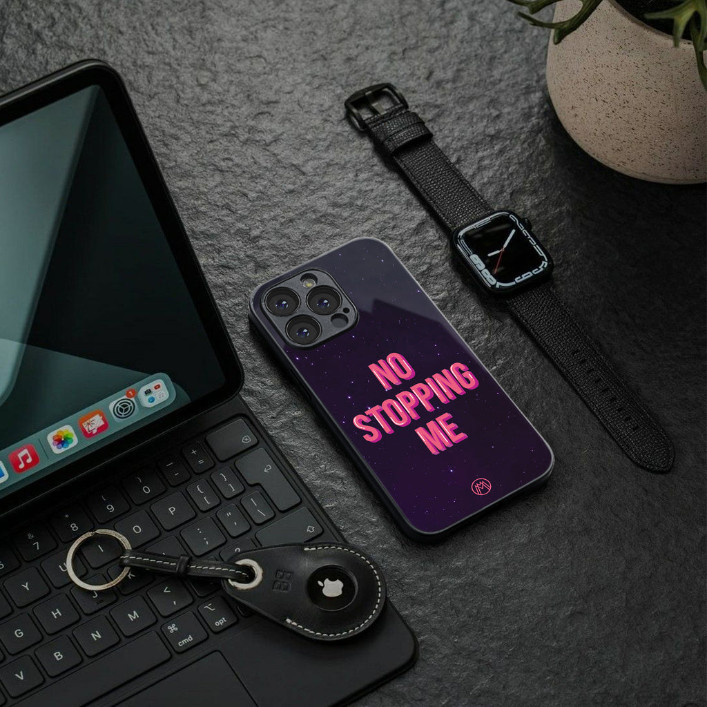 no stopping me back phone cover | glass case for iphone 16 pro max