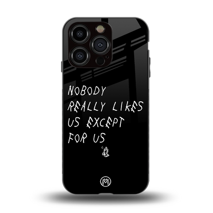 nobody likes us back phone cover | glass case for iphone 15 pro