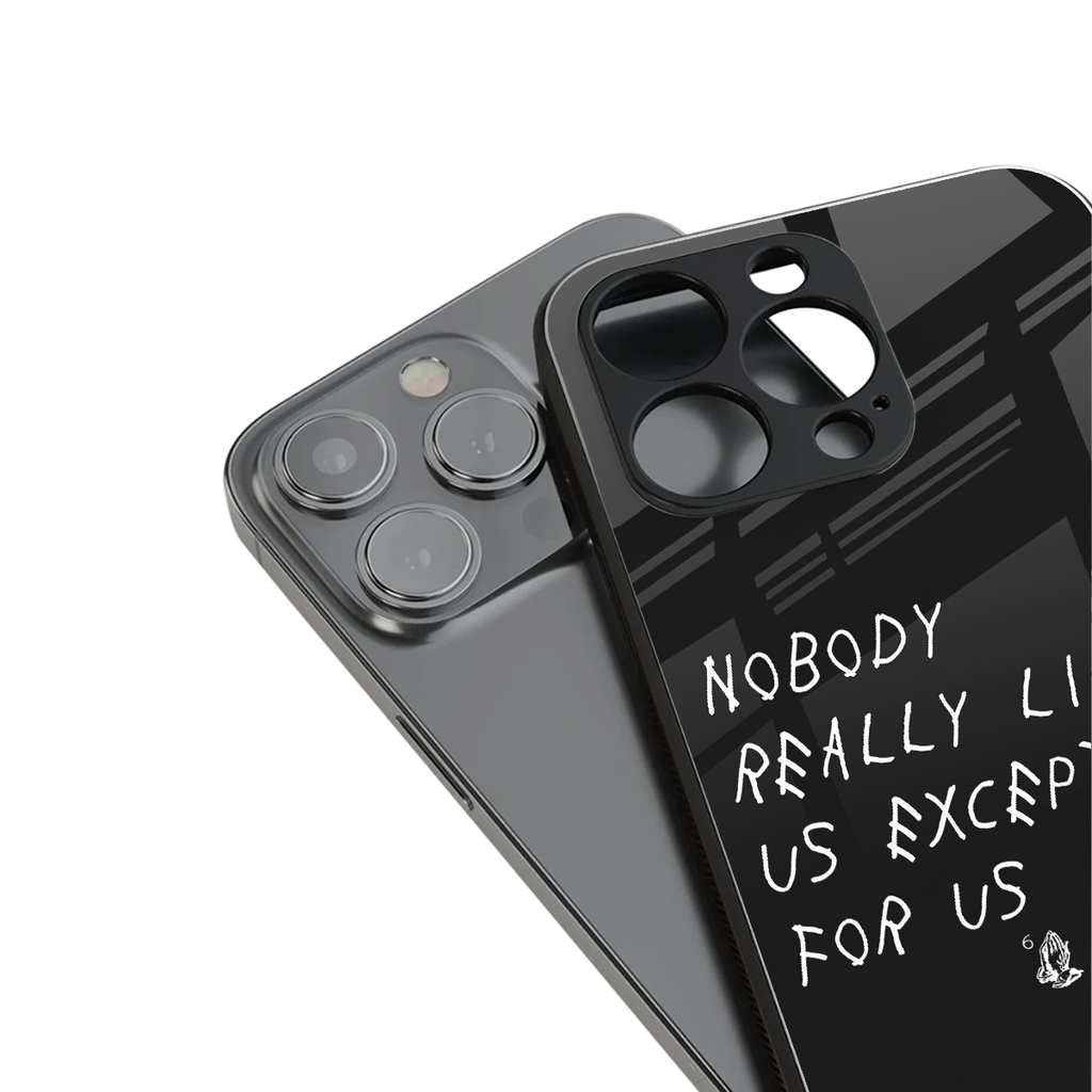nobody likes us back phone cover | glass case for iphone 14 plus