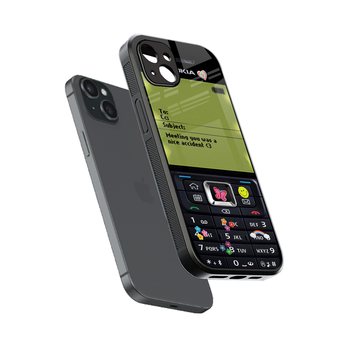 nokia vintage back phone cover | glass case for iphone 15 plus