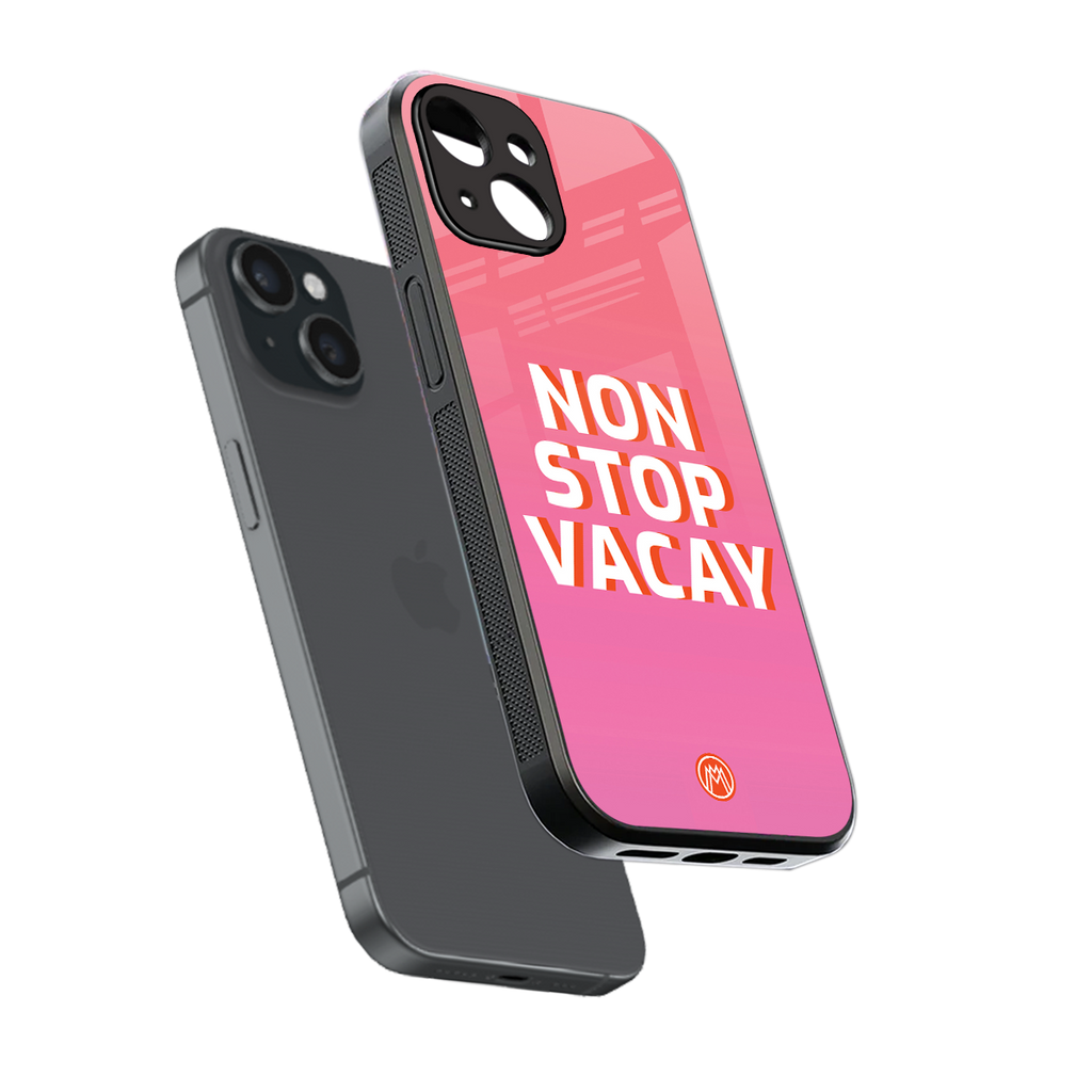 non stop vacay back phone cover | glass case for iphone 13 mini