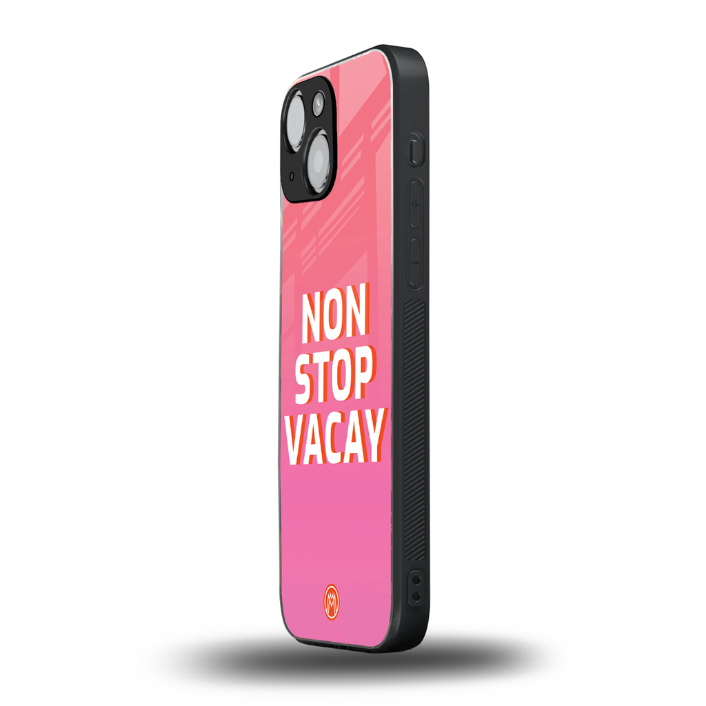 non stop vacay back phone cover | glass case for iphone 13 mini