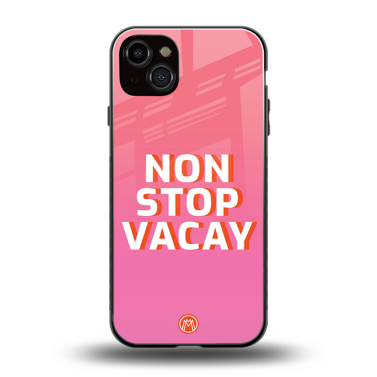 non stop vacay back phone cover | glass case for iphone 15 plus