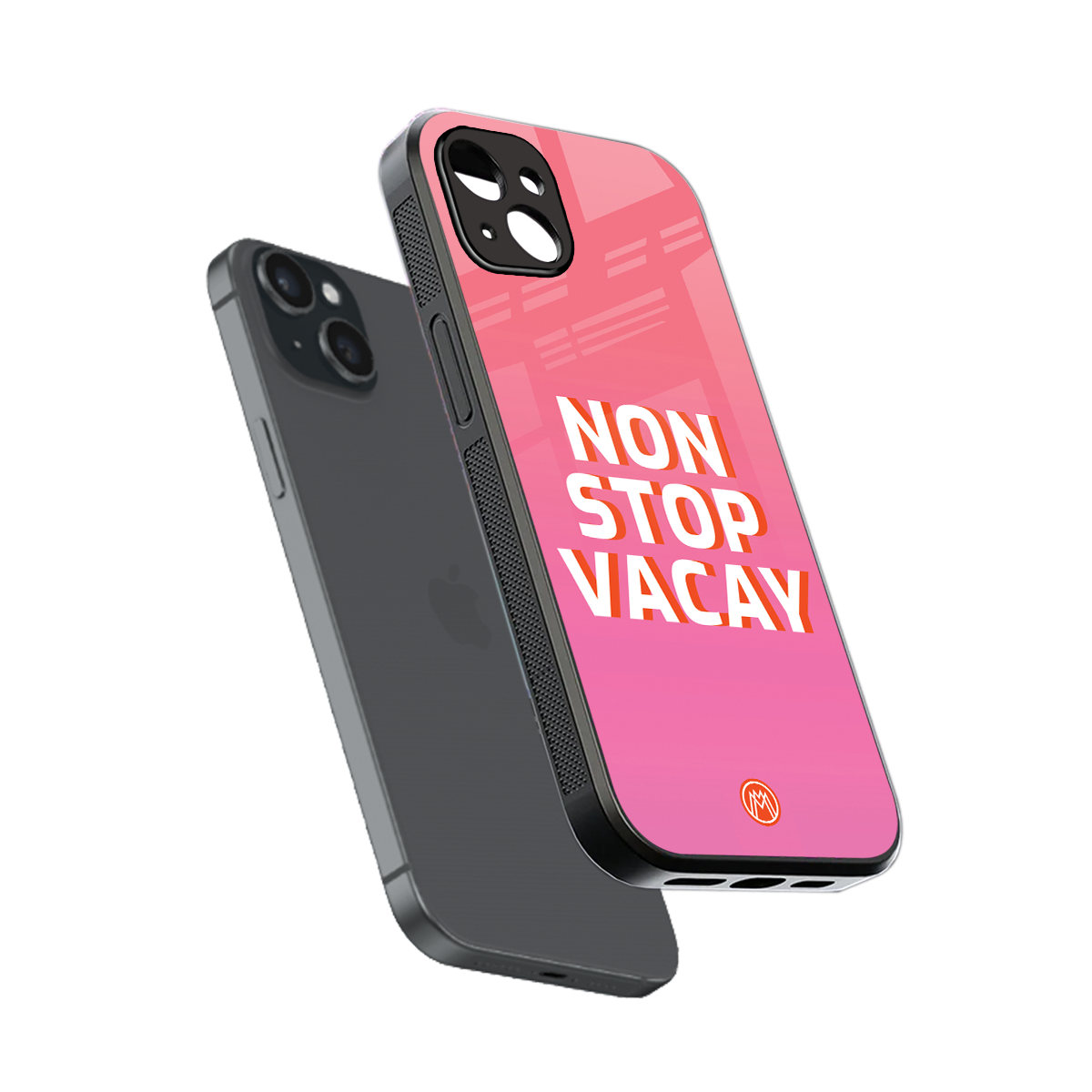 non stop vacay back phone cover | glass case for iphone 15 plus