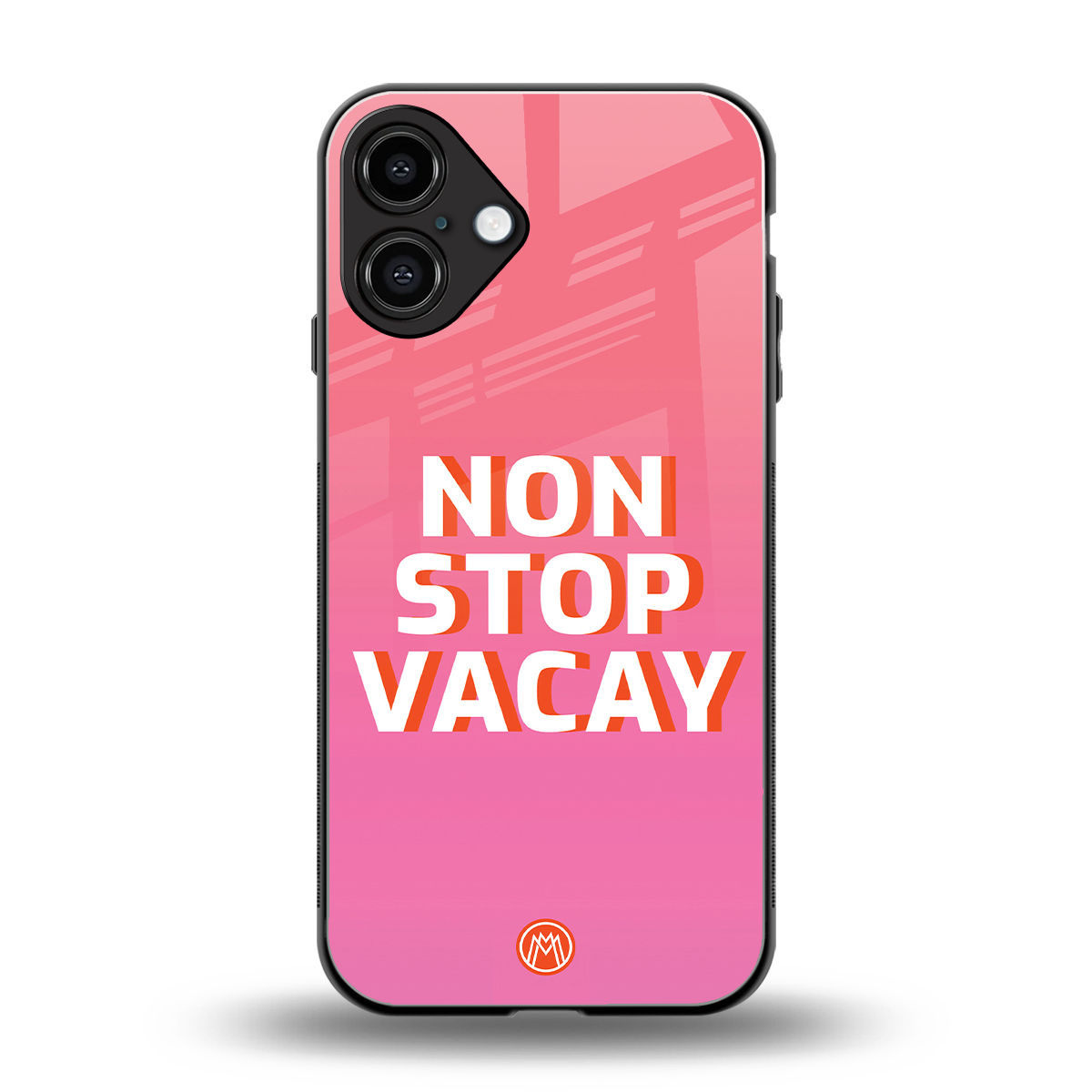 non stop vacay back phone cover | glass case for iphone 16 plus