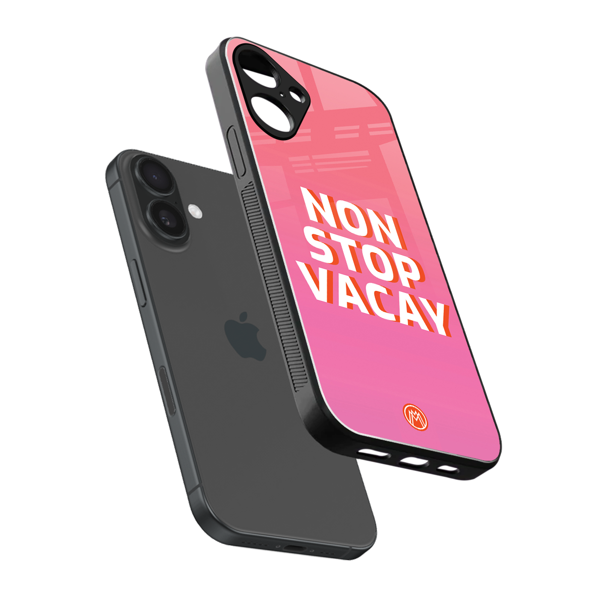 non stop vacay back phone cover | glass case for iphone 16 plus