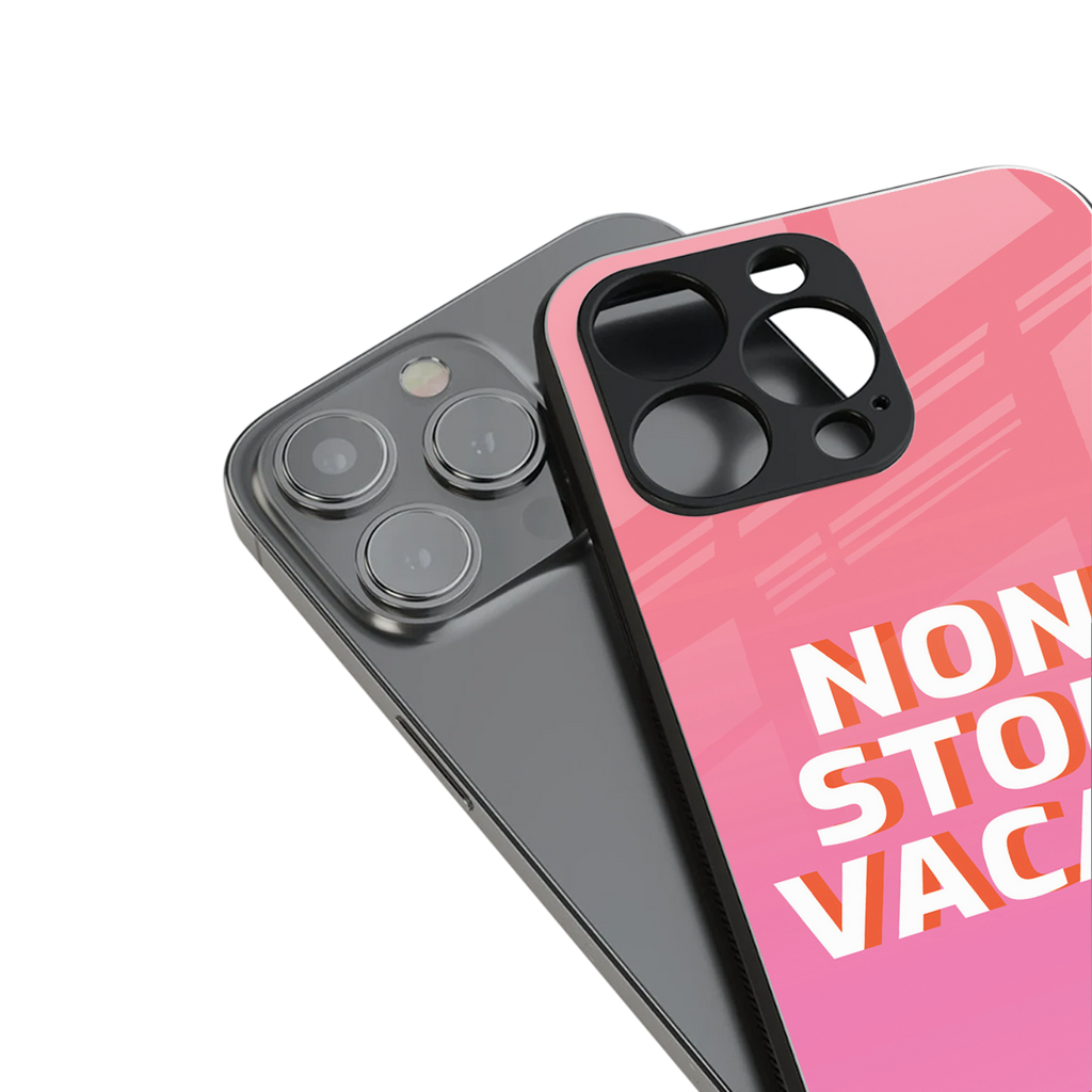 non stop vacay back phone cover | glass case for iphone 13 mini