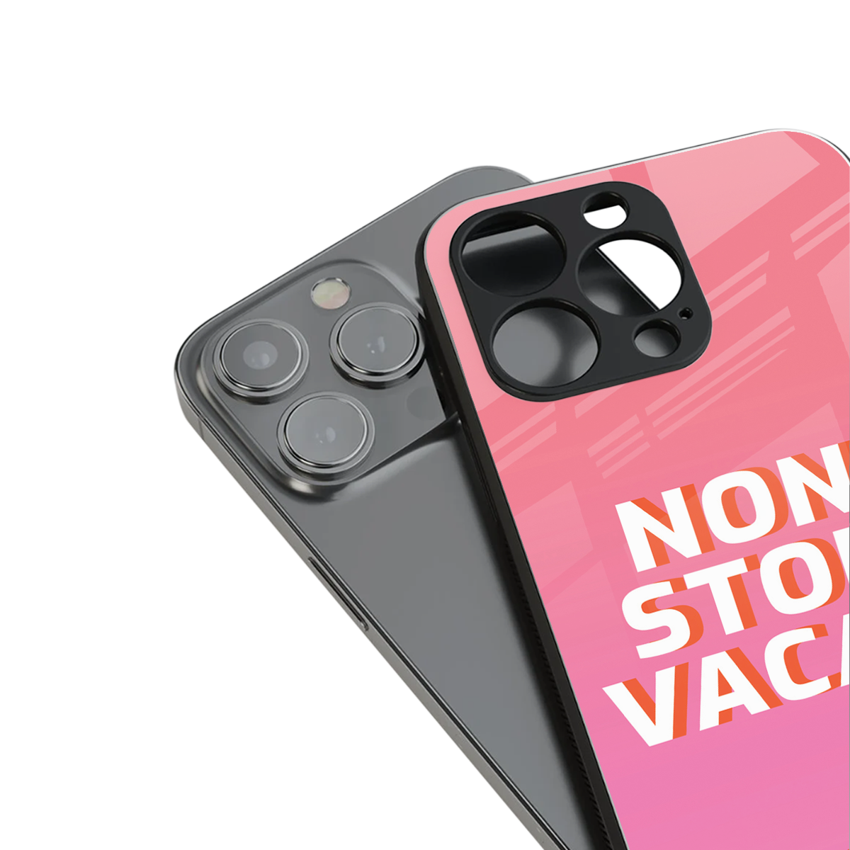 non stop vacay back phone cover | glass case for iphone 15 pro
