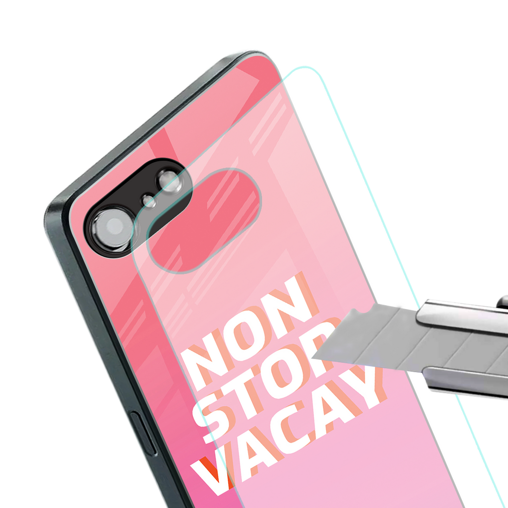 non stop vacay back phone cover | glass case for iphone 16e