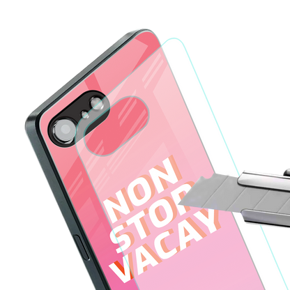 non stop vacay back phone cover | glass case for iphone 16e
