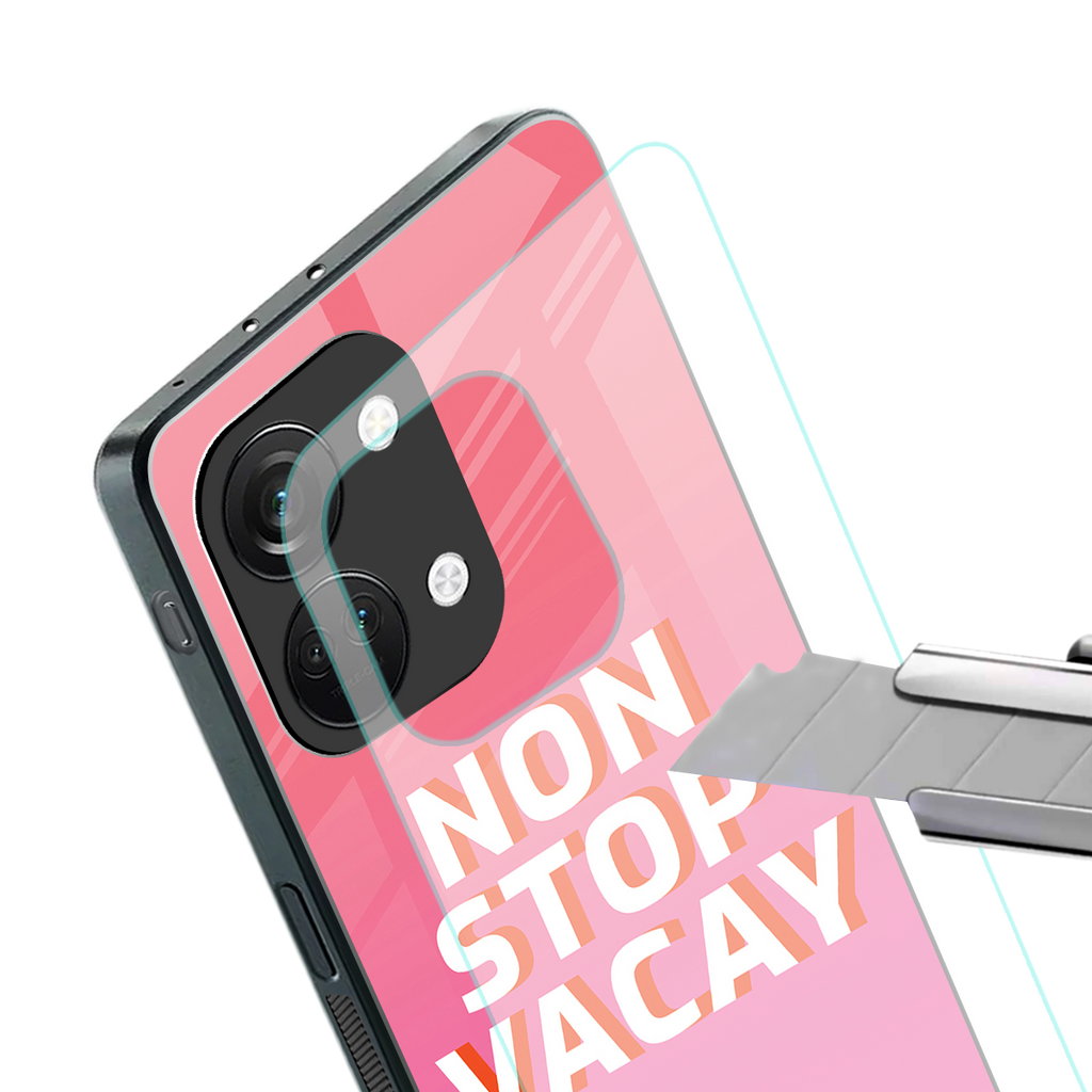 non stop vacay back phone cover | glass case for oneplus nord 3