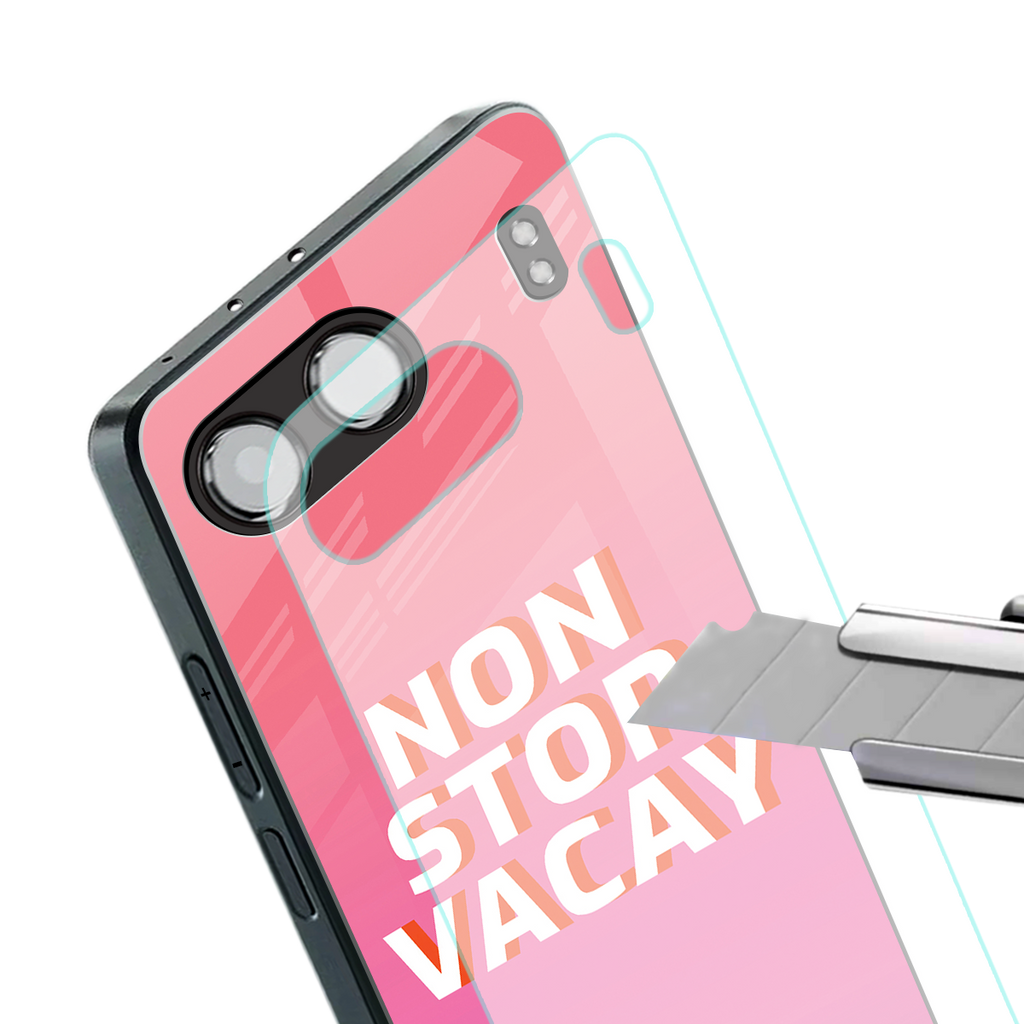 non stop vacay back phone cover | glass case for oneplus nord 4