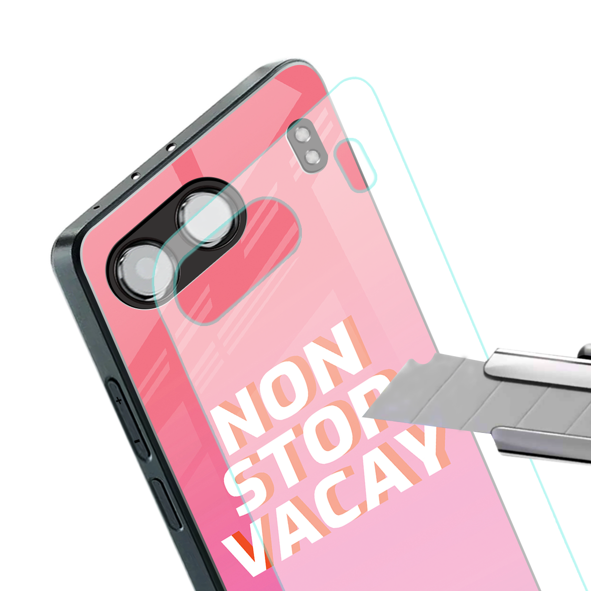 non stop vacay back phone cover | glass case for oneplus nord 4