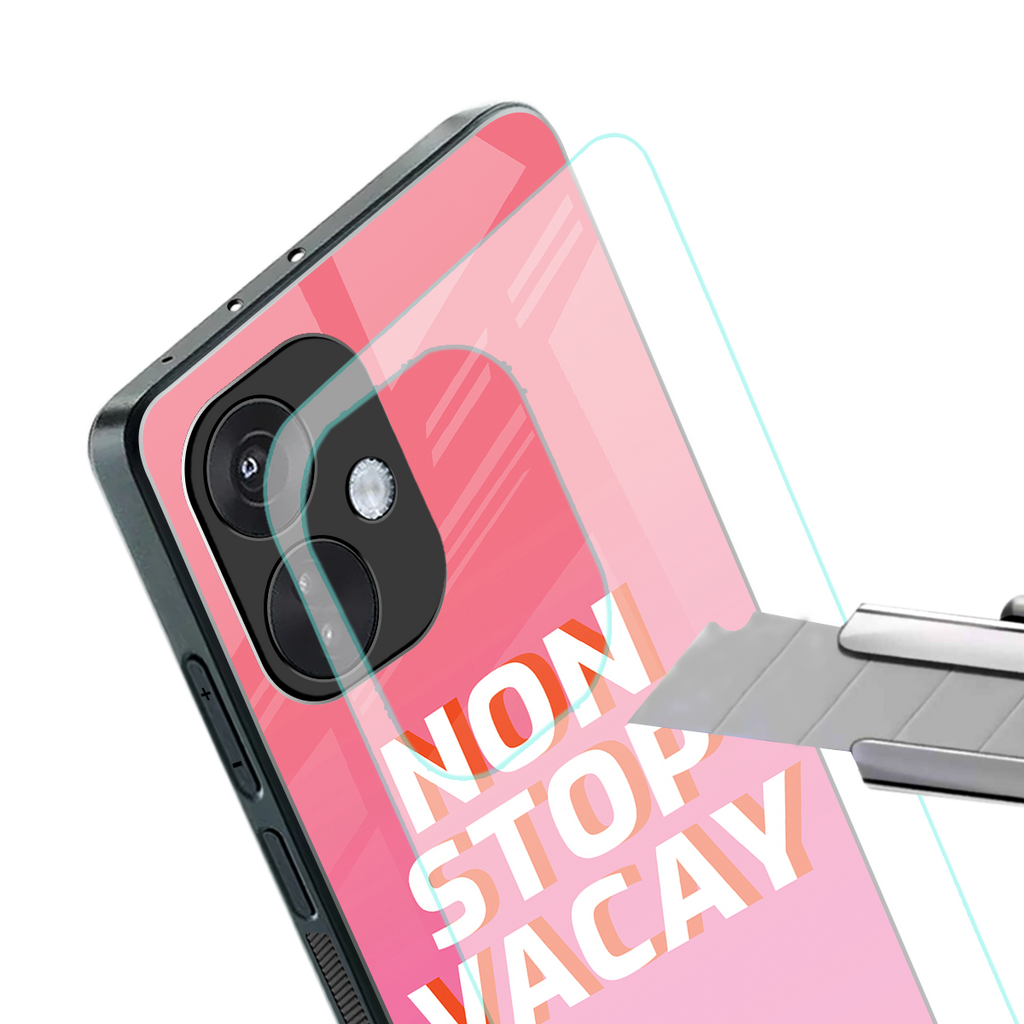 non stop vacay back phone cover | glass case for oneplus nord ce 3