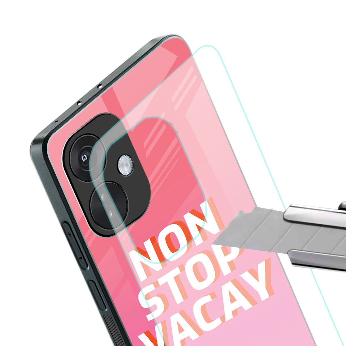 non stop vacay back phone cover | glass case for oneplus nord ce 3