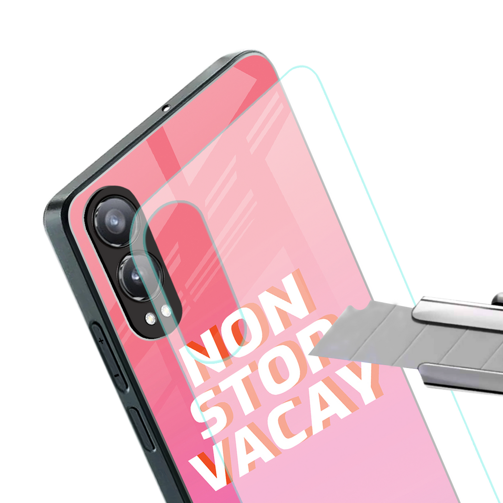 non stop vacay back phone cover | glass case for oneplus nord ce 4 lite