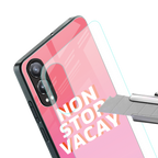 non stop vacay back phone cover | glass case for oneplus nord ce 4 lite
