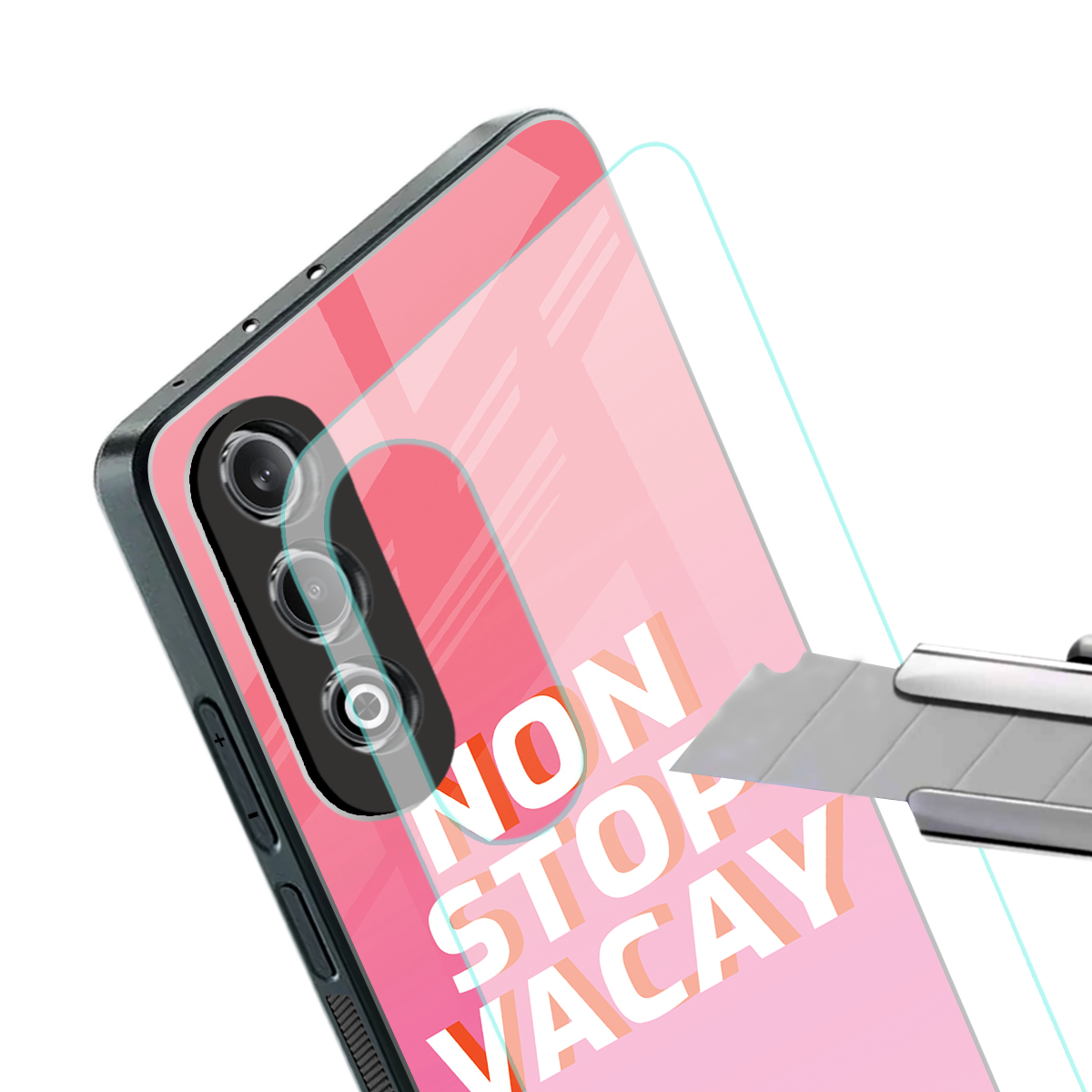 non stop vacay back phone cover | glass case for oneplus nord ce 4