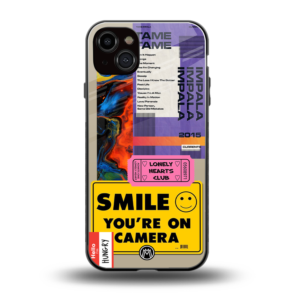 nostalgic stickers back phone cover | glass case for iphone 14 plus