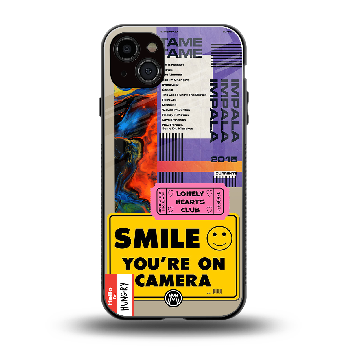 nostalgic stickers back phone cover | glass case for iphone 14 plus