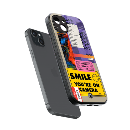 nostalgic stickers back phone cover | glass case for iphone 14 plus