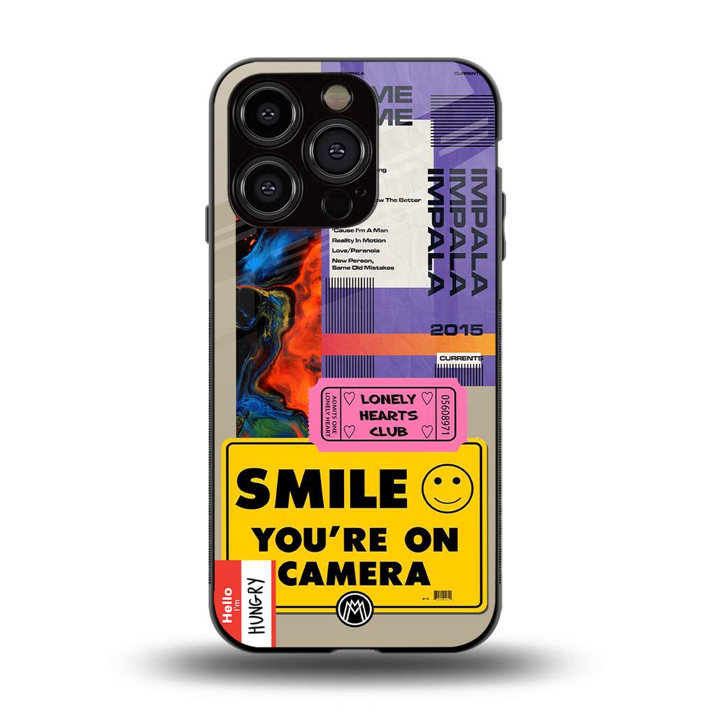 nostalgic stickers back phone cover | glass case for iphone 15 pro