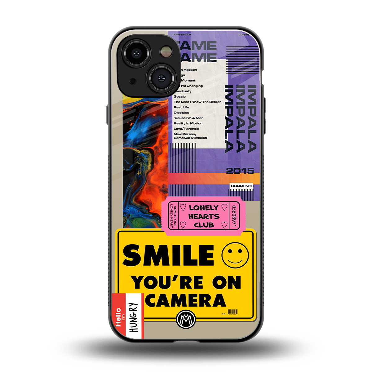 nostalgic stickers back phone cover | glass case for iphone 15