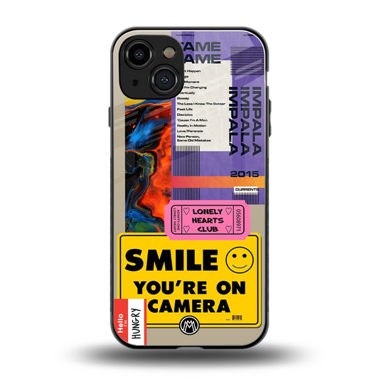 nostalgic stickers back phone cover | glass case for iphone 15