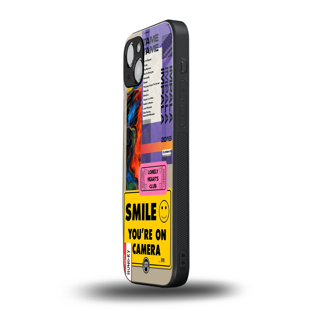 nostalgic stickers back phone cover | glass case for iphone 15