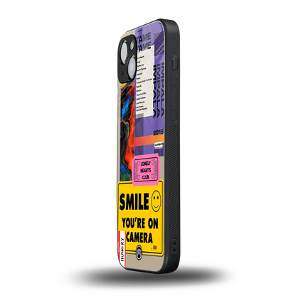 nostalgic stickers back phone cover | glass case for iphone 15