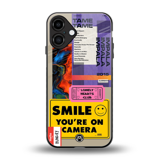 nostalgic stickers back phone cover | glass case for iphone 16 plus